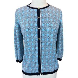 Jones New York Collection 3/4 Sleeve Geometric Print Cardigan Sweater Size L